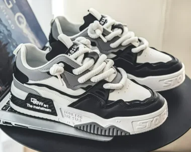 Men’s Fashion Platform Sneakers – Breathable & Soft Sole | Black